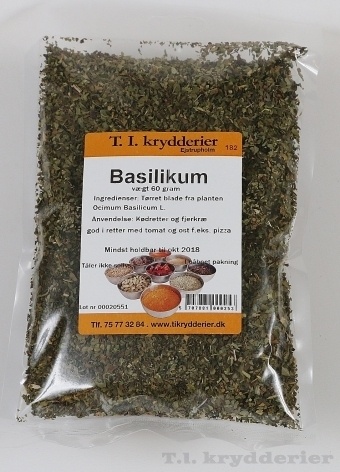 Basilikum skåret 60 g Tørrede krydderurter Madkurven.dk