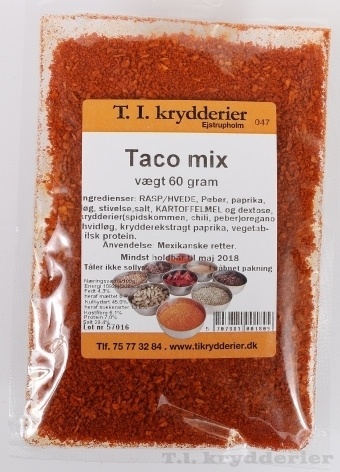 Taco mix 50 g Krydderiblandinger Madkurven.dk